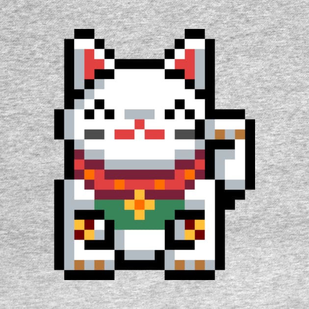 Maneki-Neko Lucky Cat 8-Bit Pixel Art by StebopDesigns